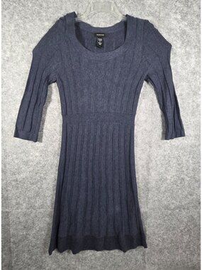 Spense Women's Long Sleeve Knit Sweater Dress Gray  Size M